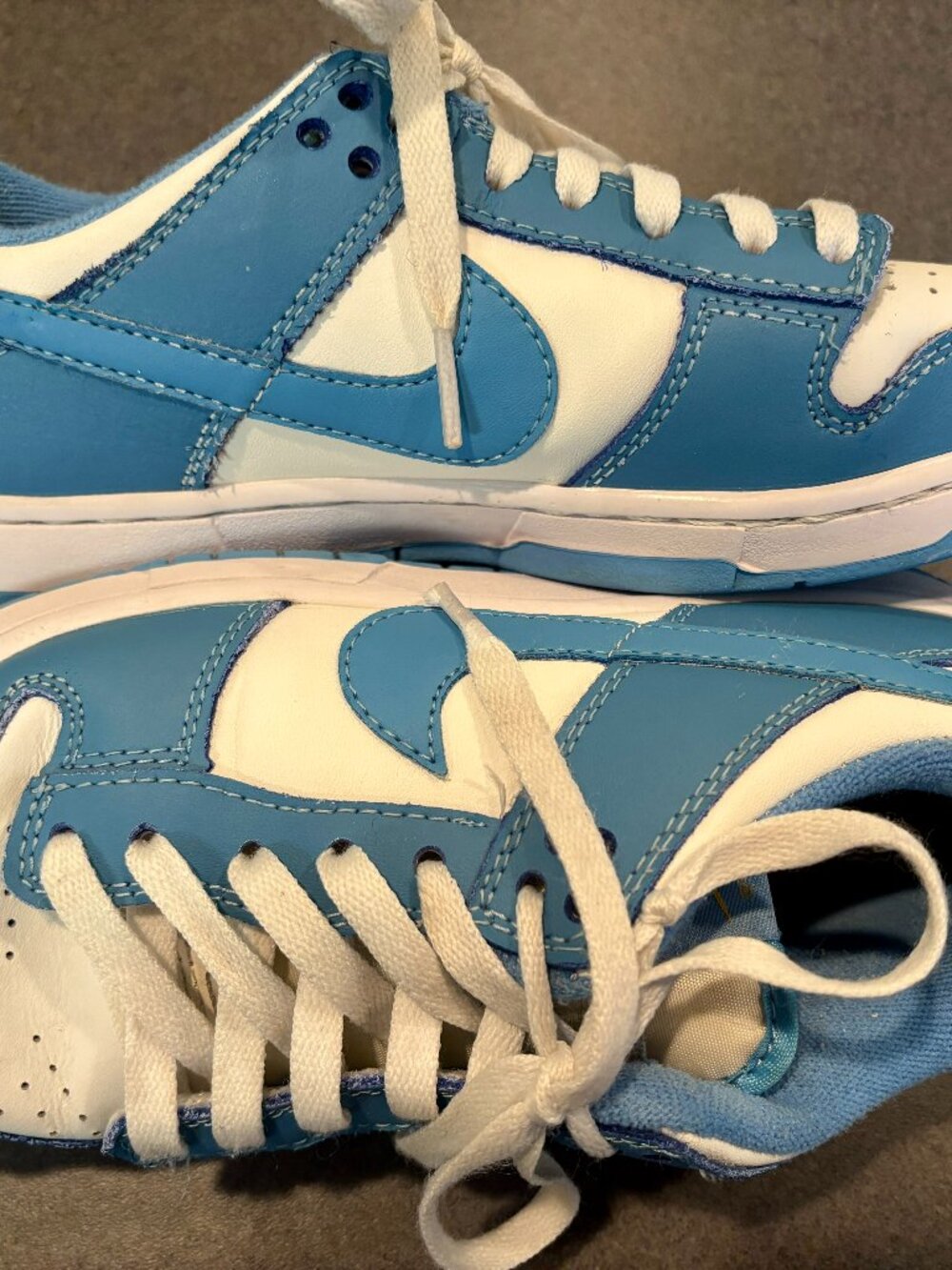 ~Nike Dunk Low Coast Men's 7 US Blue Sail University Gold Leather Sneakers Shoes